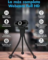Cámara Web Webcam 2K HD con Micrófono Integrado y Rotación 360° USB