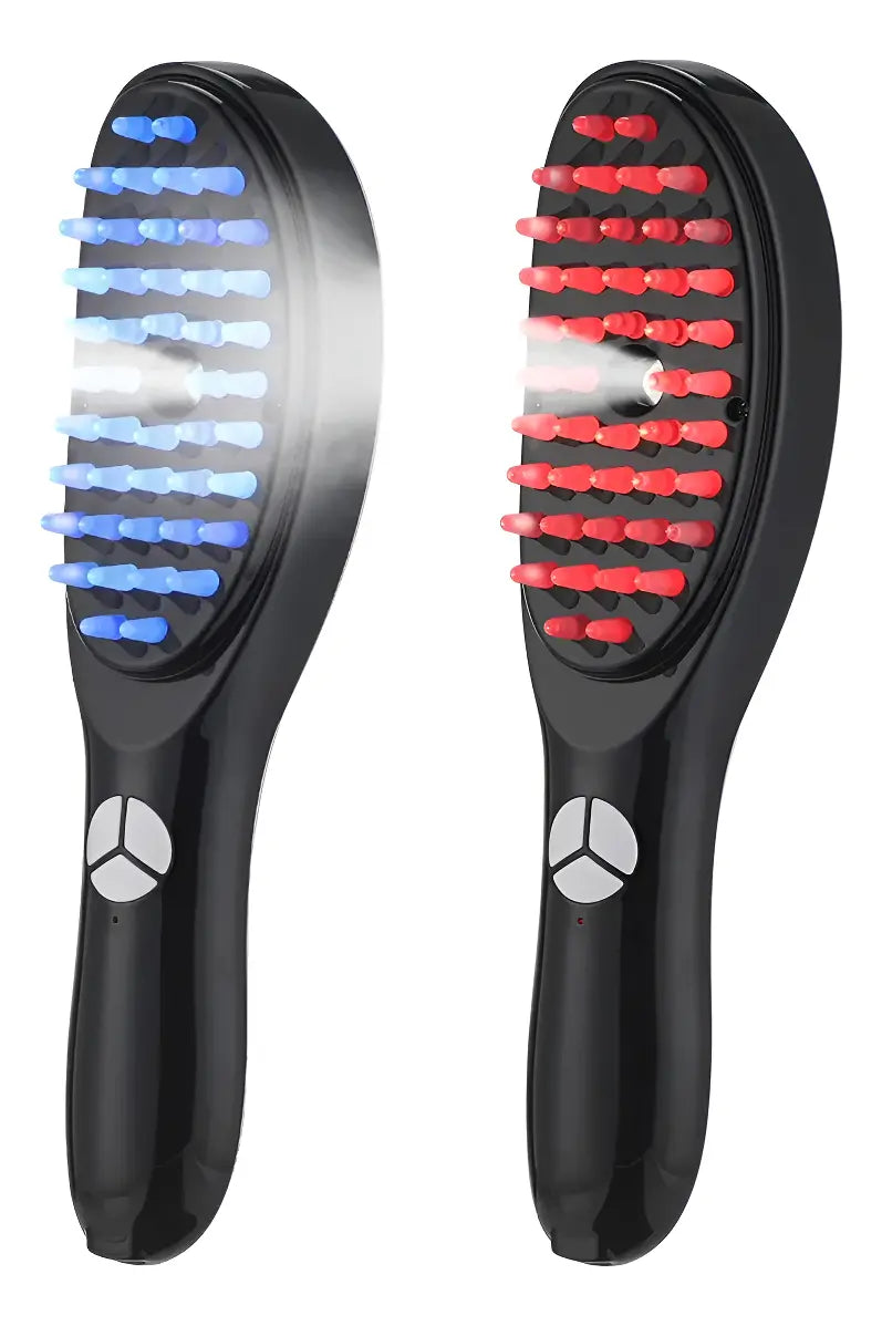 Peine Masajeador Capilar 3 en 1 con Nano Spray, Luz LED Roja/Azul y Vibración
