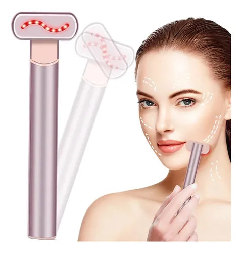 Varita Masajeadora Facial 4 en 1 con Luz LED, EMS y Terapia Térmica